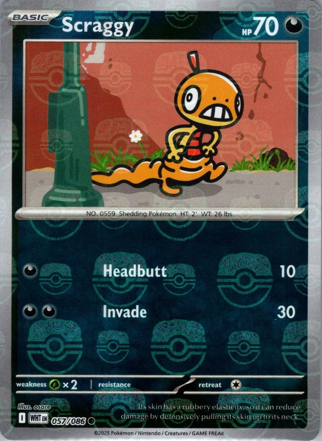 White Flare Scraggy [Master-Ball] Pokémon card